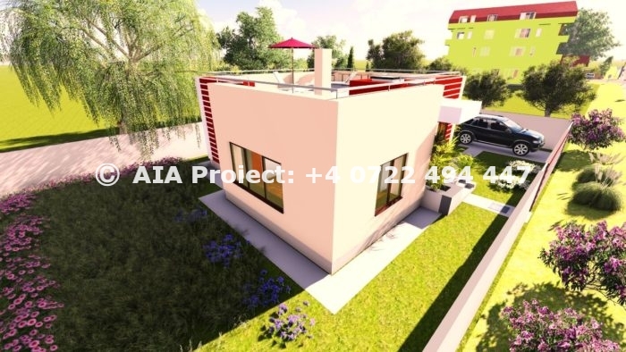 Proiect de casa mica parter cu terasa Azalee